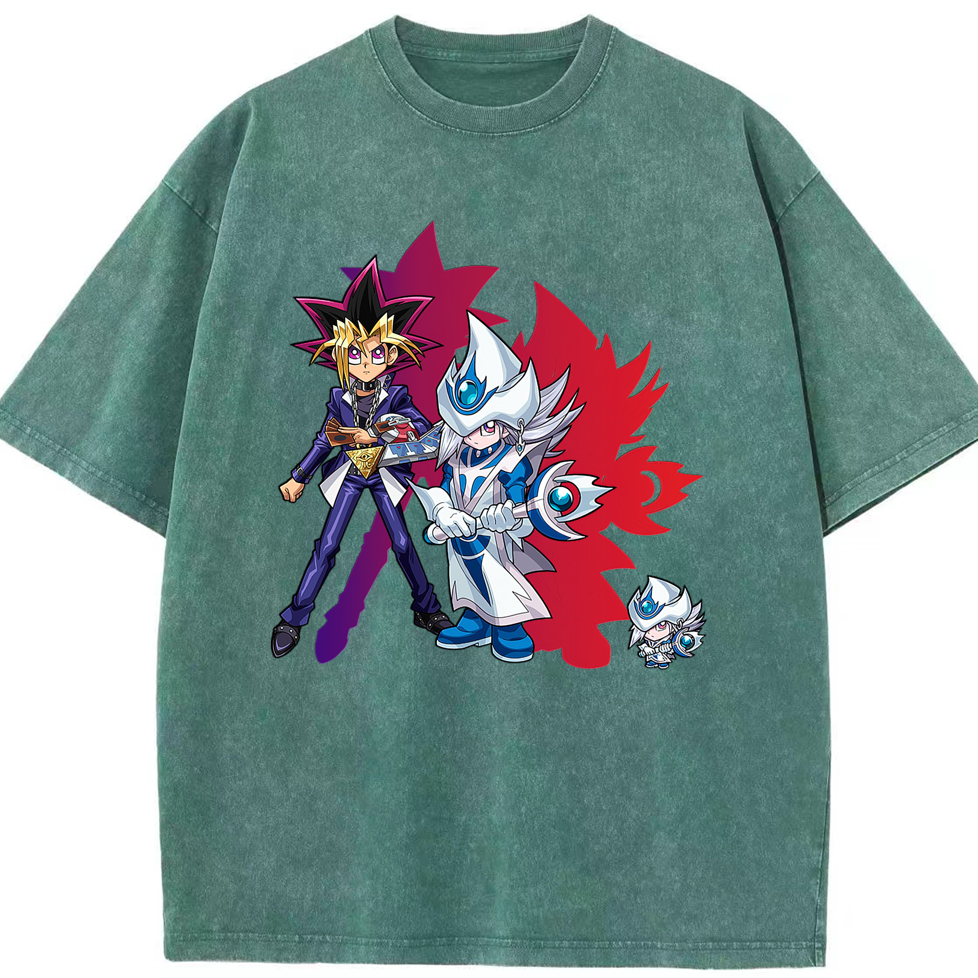 （画像用） 遊☆戯☆王 Yu-Gi-Oh! 綿100% ヴィンテージ風 半袖Tシャツ（フロントプリント）